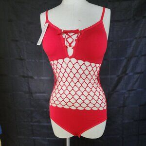 🔥 Fiery Red Net-Filled Bodysuit: Unleash Your Inner Siren 🔥
